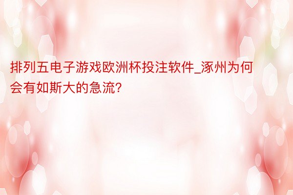 排列五电子游戏欧洲杯投注软件_涿州为何会有如斯大的急流？