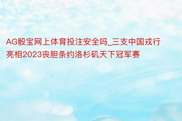 AG骰宝网上体育投注安全吗_三支中国戎行亮相2023丧胆条约洛杉矶天下冠军赛