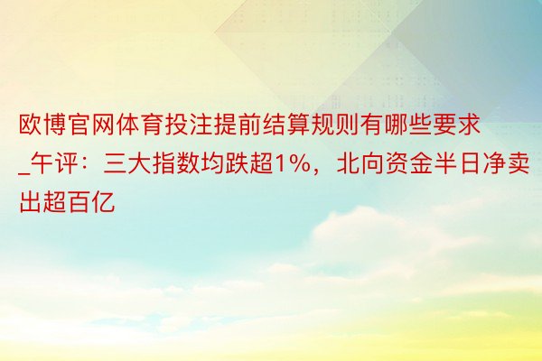 欧博官网体育投注提前结算规则有哪些要求_午评：三大指数均跌超1%，北向资金半日净卖出超百亿