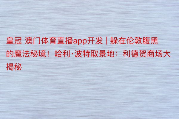 皇冠 澳门体育直播app开发 | 躲在伦敦腹黑的魔法秘境！哈利·波特取景地：利德贺商场大揭秘