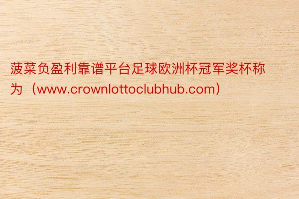菠菜负盈利靠谱平台足球欧洲杯冠军奖杯称为(www.crownlottoclubhub.com)