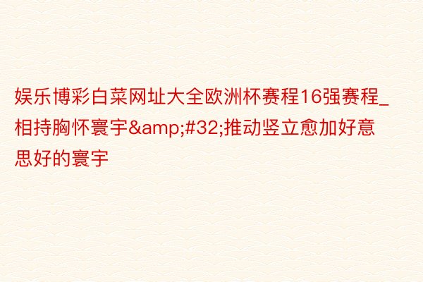 娱乐博彩白菜网址大全欧洲杯赛程16强赛程_相持胸怀寰宇 推动竖立愈加好意思好的寰宇